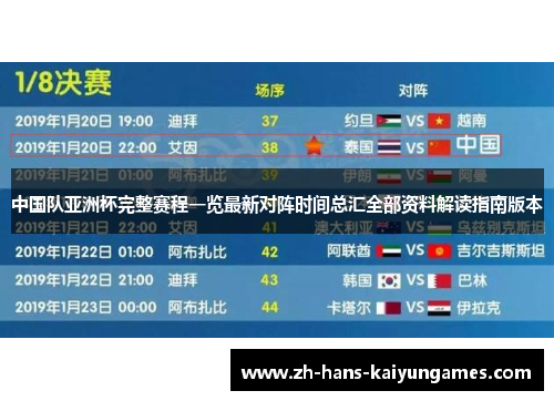 中国队亚洲杯完整赛程一览最新对阵时间总汇全部资料解读指南版本